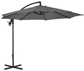 Umbrela suspendata cu stalp din otel, antracit, 300 cm Antracit
