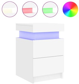 Noptiera cu lumini LED, alb, 35x39x55 cm