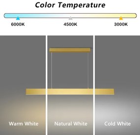 Lustră LED dimabilă pe cablu Brilagi SLIMLINE LED/40W/230V 3000-6000K auriu + telecomandă