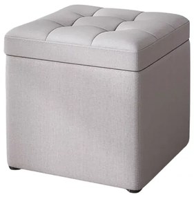 Taburet cu spațiu de depozitare, 30x30x35cm, Gri &ndash; Design modern din material textil și burete