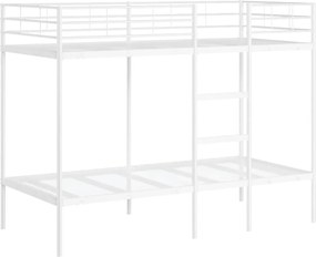 vidaXL Pat supraetajat fără saltea alb 100x190 cm oțel