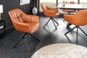 Set 2 scaune pivotante Papillon, piele coniac