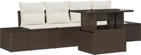vidaXL Set de canapele pentru grădină cu pernă 5 pcs Maro și Crem