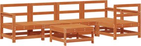 vidaXL Set de lounge pentru grădină 6 pcs Maro Ceară Lemn masiv de pin