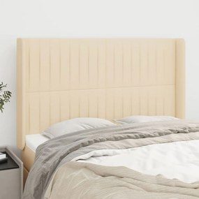 vidaXL Tăblie de pat cu aripioare, crem, 147x16x118/128 cm, textil