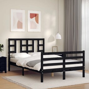 3193920 vidaXL Cadru de pat cu tăblie, negru, 120x200 cm, lemn masiv