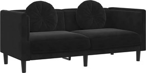 vidaXL Canapea cu perne, 2 locuri, negru, catifea
