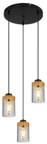 Lustra cu 3 pendule design modern FINCA negru mat, maro inchis