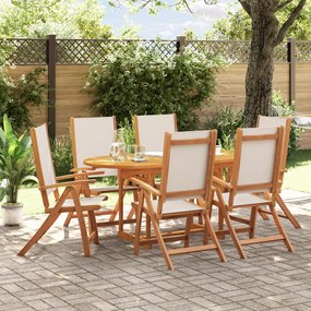 3279295 vidaXL Set mobilier de grădină, 7 piese, lemn masiv acacia/textilenă