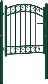 vidaXL Poartă de gard Emmen cu vârf arcuit, oțel, verde, 100x86 cm