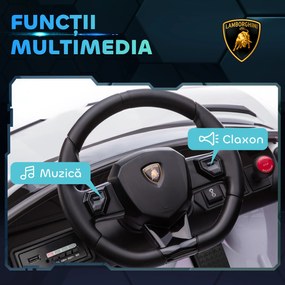 HOMCOM Mașinuță Electrică pentru Copii 3-5 Ani cu Uși Fluture, Mașinuță Electrică cu Telecomandă, 107,5x63x42 cm, Alb | Aosom Romania