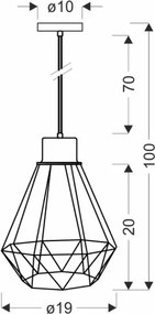 Lustră pe cablu PRIMO 1xE27/60W/230V negru/auriu