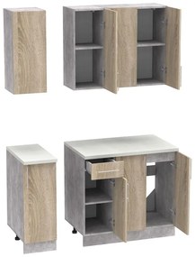 Set mobila bucatarie 4 buc Festa II Pako World Sonoma 120x60x85 cm