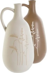 Set 2 vaze ceramice în formă de ulcior cu motive botanice, 15×14×30 cm, „Hierba"
