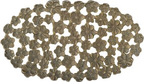 Tavă decorativă aurie din metal, cu model floral, „Micha", 43,5 x 25 x 4,5 cm