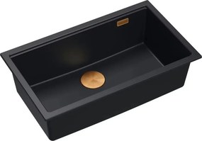 Chiuveta compozit sub blat Quadron Logan 110 negru carbon - cupru 76x44 cm