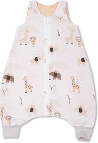 Sac de dormit de vara cu picioare 6-18 luni Kidizi Safari Beige 0.5 tog, mansete transformabile in soseta