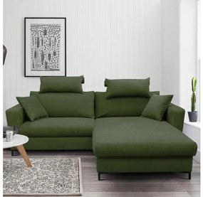 Colțar extensibil HORTA cu spațiu de depozitare, în formă de L, pe partea dreaptă, verde