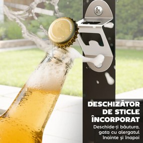 Outsunny Troller pentru Grătar de Exterior cu Blat din Oțel Inoxidabil, 4 Cârlige, Mâner și Roți Blocabile, Negru | Aosom Romania