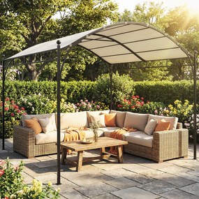 Outsunny Pergolă 3x3m cu Acoperiș Arcuit, Gazebo din Metal și Poliester 180g/m² cu Șuruburi, pentru Exterior, Terasă și Grădină, Protecție UV30+, Alb Crem | Aosom Romania