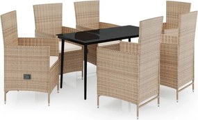 vidaXL Set de mobilier pentru grădină cu perne, 7 piese, bej