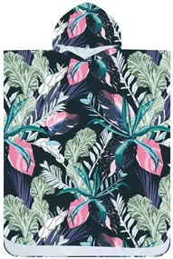 Poncho prosop de plaja NIGHT BLOSSOM negru 80x145 cm