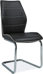 Scaun tapitat H331, negru/crom, piele ecologica/metal, 42X43X99 cm