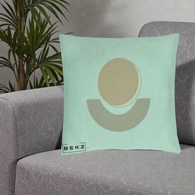 Perna Decorativa Geometric Boho Luna si Disc, 40x40 cm, Verde Menta, Husa Detasabila, Perna Inclusa, BEKZ®