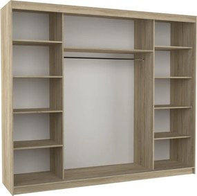 Dulap cu usi glisante si iluminare LED, Antos 250 + LED, 250 cmx200 cmx58 cm, ADRK Furniture (Culoare: Sonoma)