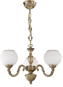 Candelabru clasic design italian din alama, sticla 9250 RA-L. 9250/3