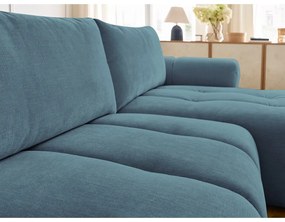 Colțar albastru extensibil/cu spațiu de depozitare (cu colț pe partea dreaptă/cu șezlong) Fuji – Bobochic Paris