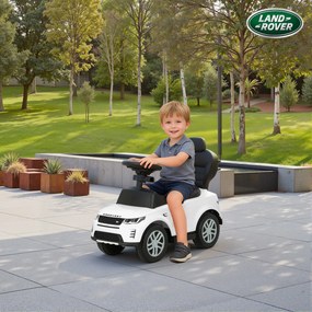AIYAPLAY Mașinuță de Împins pentru Copii LAND ROVER DISCOVERY, 2-în-1 cu Mâner și Barieră de Siguranță, Alb | Aosom Romania