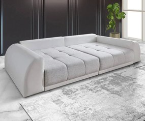 Canapea extensibilă dumonde cu 2 lăzi de depozitare si sezut confortabil din spuma high-density, Verona Loft White 310x100 cm