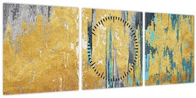 Tablou - Design auriu (cu ceas) (90x30 cm)