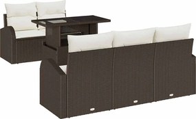 vidaXL Set de canapele pentru grădină cu pernă 6 pcs Maro poliratan