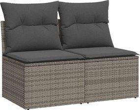 vidaXL Set mobilier grădină cu perne 2 piese gri poliratan/lemn acacia