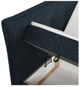 Pat boxspring albastru închis cu spațiu de depozitare 200x200 cm Sinai – Maison de Rêve