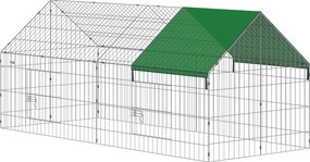 PawHut Cușcă pentru Iepuri și Găini de Exterior și Interior cu Protecție Solară și Grilaj Metalic, pentru Animale Mici, Rațe, Găini, 180x75x75 cm, Verde | Aosom Romania