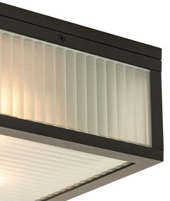 Plafonieră inteligentă de exterior neagră cu sticlă canelată, incl. WiFi A60 - Charlois