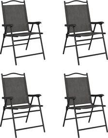 vidaXL Scaune pliante de grădină, 4 buc., gri melange, oțel/textilene