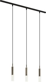 Sistem de iluminat pe șină modern negru cu 3 lămpi suspendate culoarea metalului de tun 1-fază - Slimline Loyce