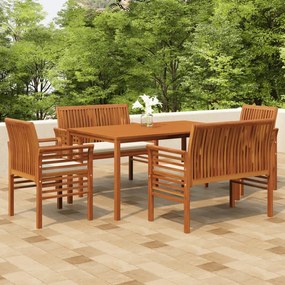 3120459 vidaXL Set mobilier de exterior cu perne, 5 piese, lemn masiv acacia