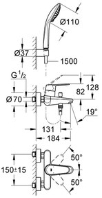 GROHE 33395002 - Baterie pentru cadă EURODISC COSMOPOLITAN, crom lucios