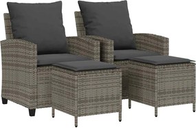 vidaXL Set canapea de grădină cu perne, 4 piese, gri, poliratan
