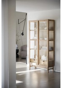 Vitrină natural cu aspect de lemn de stejar cu ușă glisantă 100x203 cm Hazelton – Rowico