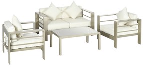 Outsunny Set de mobilier de gradina din 4 piese, cadru de aluminiu, mobilier de curte, cu sezut cu perne gros, 2 scaune | Aosom Romania