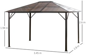 Pavilion cu acoperis rabatabil 345x280cm, maro | Aosom Ro