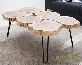 Masuta living cu blat lemn de salcam, Goa II 115cm A-36708 VC