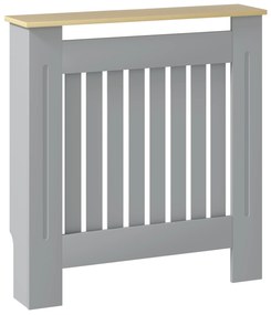 HOMCOM Cubier pentru Radiator din MDF pentru Living Dormitor Hol 78x19x83 cm Gri și Stejar | Aosom Romania