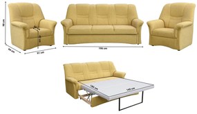 Set extensibil canapea fotolii 3+1+1 Aduna (galben). 1098559